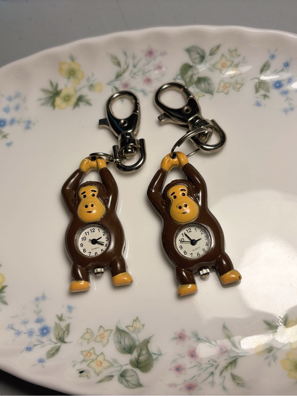 Twin Monkey Clock Keychains!